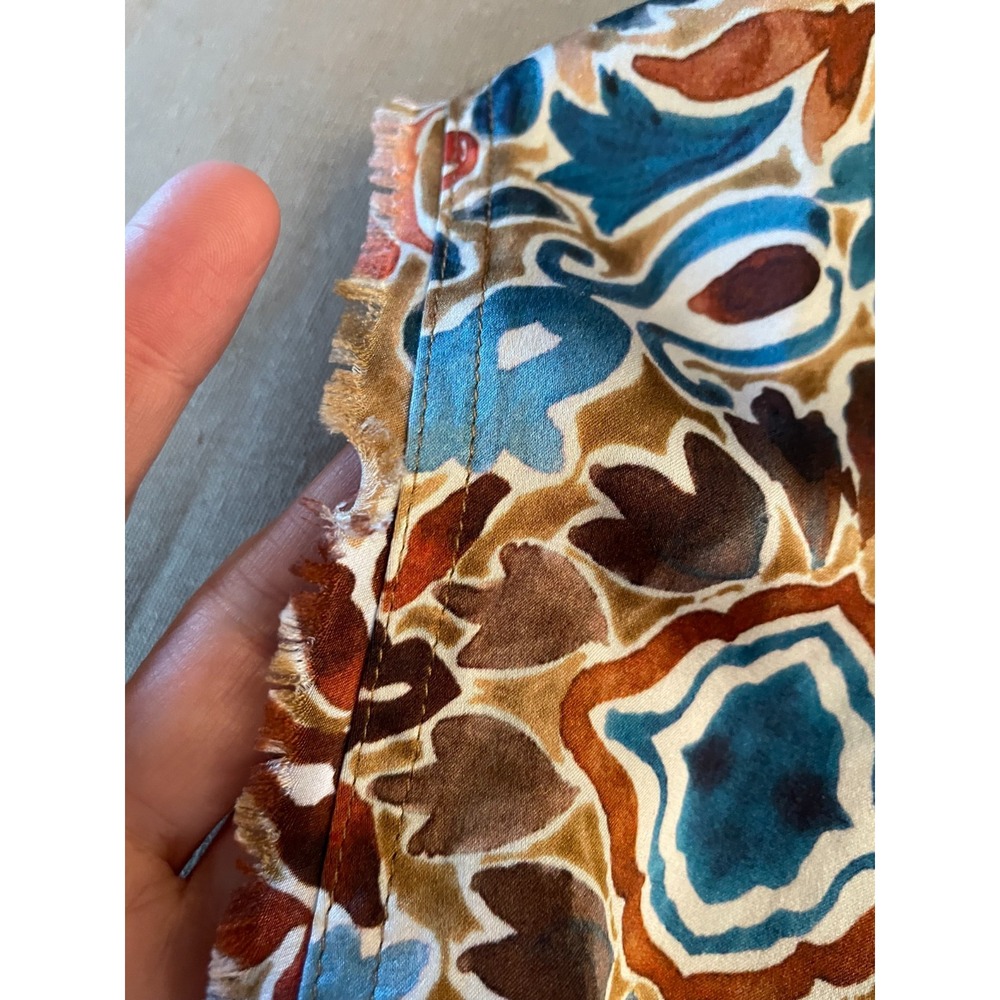 Go Silk Top Sz S  Go by GoSilk Turkish Tile Print  Raw Edge Hem Luxury Washable - Picture 4 of 9